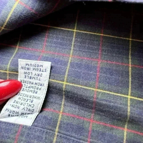 VTG Ralph Lauren Blake Navy Plaid W/ Blue Pony 2 Ply Cotton Button down Size XL - Picture 7 of 8